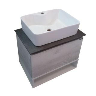 Тумба COMFORTY Прага-60 дуб 00-00014536, с графитовой столешницей с раковиной Comforty PZ-6068